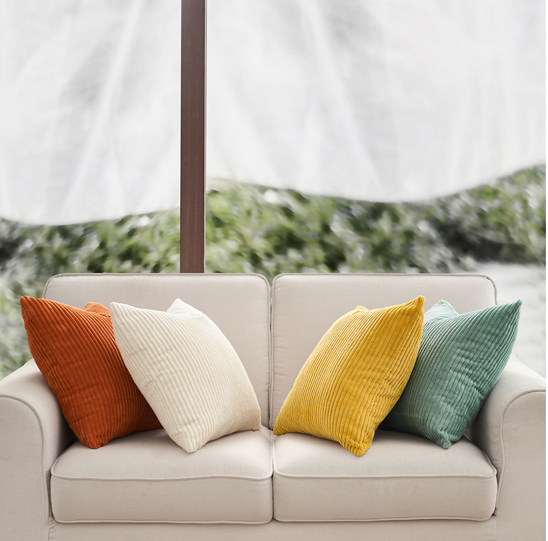 4 Piece Ardian Corduroy Velvet Cushion Cover Set — view 3